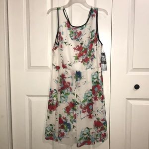 Mlle Gabrielle white chiffon dress floral